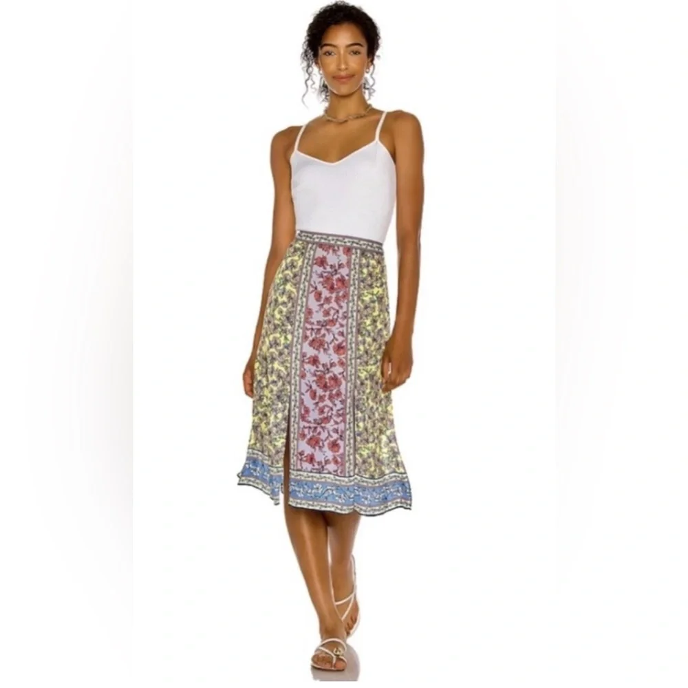 Alice + Olivia Athena midi floral swingy viscose skirt w/ slits -8 (fits like 6) - Picture 15 of 16